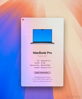 MacBook Pro 16” 2021/32GB RAM/M1 PRO/1TB SSD/Záruka - 2