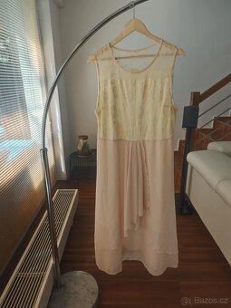 Prodám 3x  nové společenské šaty zlato béžové s krajkou - 2