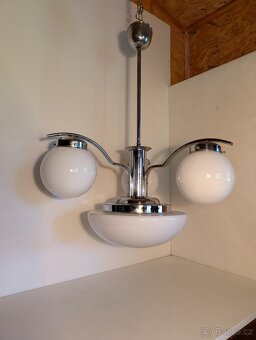 Art Deco lustr , niklovaná mosaz, nové elektro - 2
