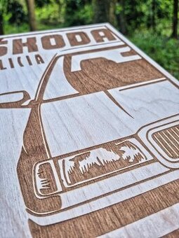 Dřevěná deska A4 s motivem Škoda Felicia - 2