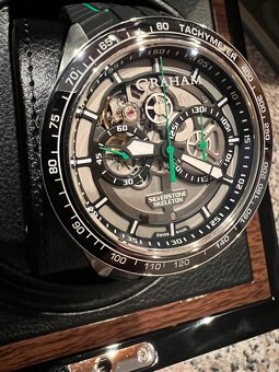 Graham Silverstone skeleton British zavodni zelene hodinky - 2