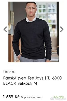 Tee Jays lehký svetr vel. M Merino vlna nový unisex - 2