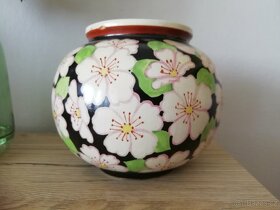 Stará keramická váza s třešňovými květy Hrdějovice - 2