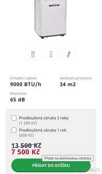 Klimatizace 9000 BTU/h v záruce - 2