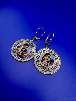 zlaté náušnice - visací, 14 karátů - 2