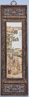 Čínský porcelánový panel s malbou dětí - 2