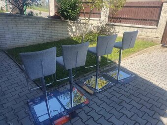 Barové židle 4ks - kovové, otočné, nastavitelná výška - 2