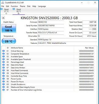 2TB PCIe 4.0 NVMe SSD M.2 Kingston NV2 - 2