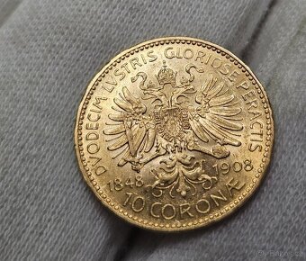 Nabízím vzácnou zlatou 10korunu 1908 jubilejní - 60. výročí - 2