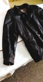 Pánská hnědá bunda z broušené kůže - 2