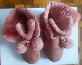 Zimní boty 36 dámské růžové s bambulkou - 2