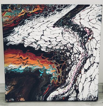 ABSTRAKTNÍ AKRYLOVÝ RUČNĚ MALOVANÝ OBRAZ,50×50×6,5 cm - 2