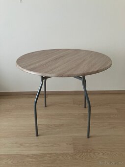 Kulatý jídelní stůl Thyholm, průměr 90 cm, kov/dub - 2