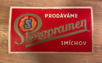 Stará kartonová cedule Staropramen Smíchov 42x24cm - 2
