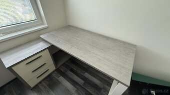 ROHOVÝ PSACÍ STŮL, šedá, vysoce lesklá bílá, 140/170/75 cm - 2