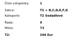 2 vstupenky Moto GP Brno Tribuna T2 - 2