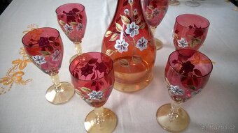 Karafa, skleničky, váza, Sklárny Novosad, petrolejka - 2