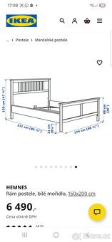 IKEA Hemnes postel 160200 + rošty - 2