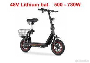 Skládací elektrická koloběžka 750W 13Ah Lithium, 12“ kola - 2