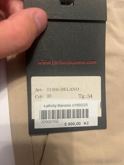 Letní kalhoty béžové barvy od italské značky Baronio - 2