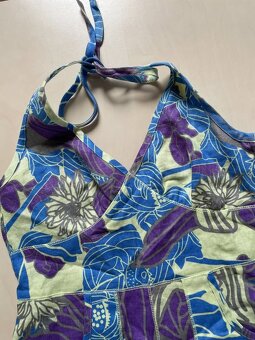 Nové modré květ šaty za krk, vel M ale menší cca XS/S, HM - 2