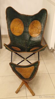 Kožené křeslo Butterfly s podnožkou - 2