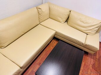 Rohová rozkládací kožená sedačka - 2