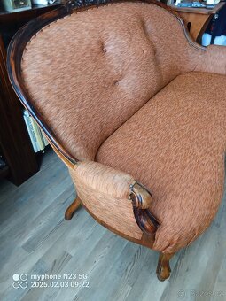 Starožitny nábytek stoly, sofa sedačka+kreslo - 2