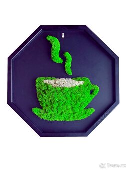 mechový obraz - šálek kávy - 2