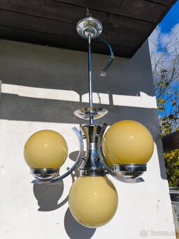 Starožitný Art Deco chromový lustr - 20-30. léta - 2