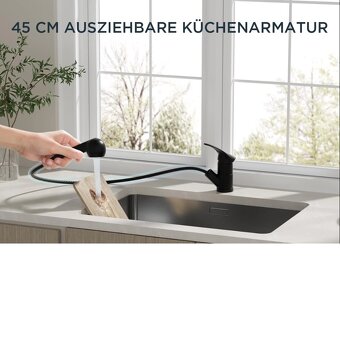 Kuchyňská dřezová baterie výsuvná - matná černá - 2