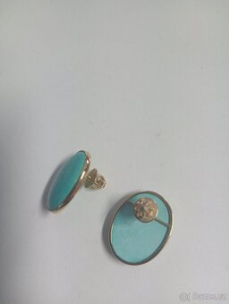 IMPOZANTNÍ ZLATÉ NÁUŠNICE S TYRKYSY - 2