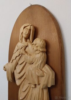 Obraz - drevo - Panna Mária - 60 cm - 2