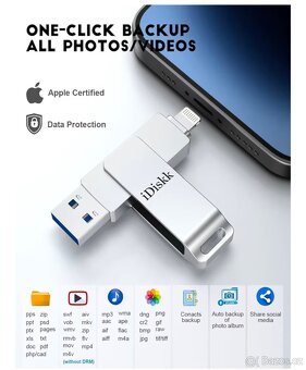 idiskk Flash disk 128 GB,3.0 pro Apple iPhone /iPad/Mac - 2