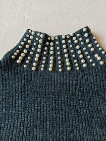 Dlouhý svetr/šaty s perličkami - 2