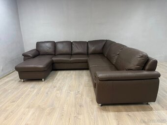 Kožená sedací souprava s taburetem - 2