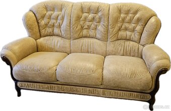 Sedací souprava – pravá kůže, klasický styl - 2