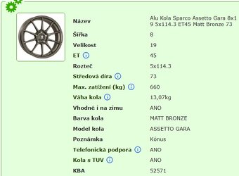 Alu Sparco 5x114.3 + Pirelli 235/35/R19 - 2