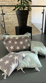 Set - vak na hračky + 3 polštářky tyrkys-šedá - 2