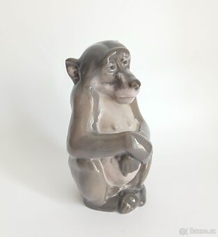 Starožitná porcelánová figurka opice - Královská Kodaň - 2