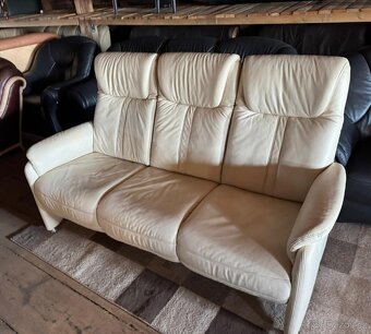 Kožená krémová pohovka,6047 - 2