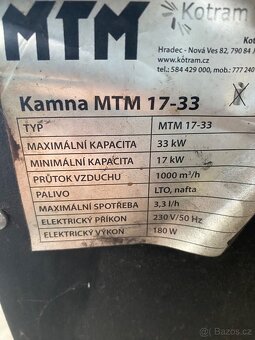 Kamna na olej - olejová kamna MTM - 2