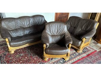 Dubová rustikální kožená sedačka, 3788 - 2