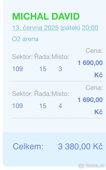 Michal David 13.6. O2 aréna včetně parkovacího místa - 2