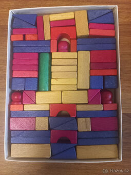 Retro dřevěná stavebnice/kostky Tofa Zásmuky - 2