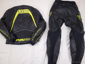 FLM Greyhound Neon pánska kožená moto kombinéza L 52 - 2