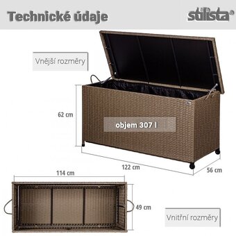 STILISTA Zahradní úložný box, krémová, 122 x 62 x 56 cm - 2
