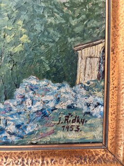 Obraz J. Řidký 1953, olejomalba na desce 30x36 - 2