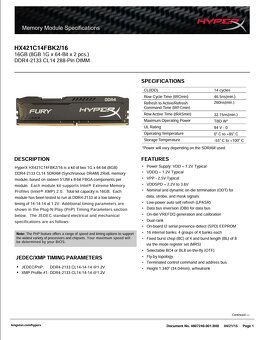 Kingston Fury HyperX - DDR4-2133 / 16GB - 2