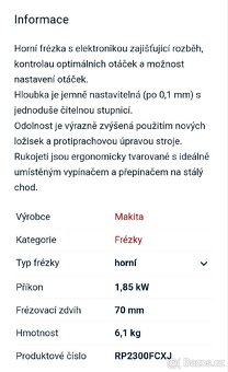 Horní frézka Makita RP2300 FC - 2300W - 2
